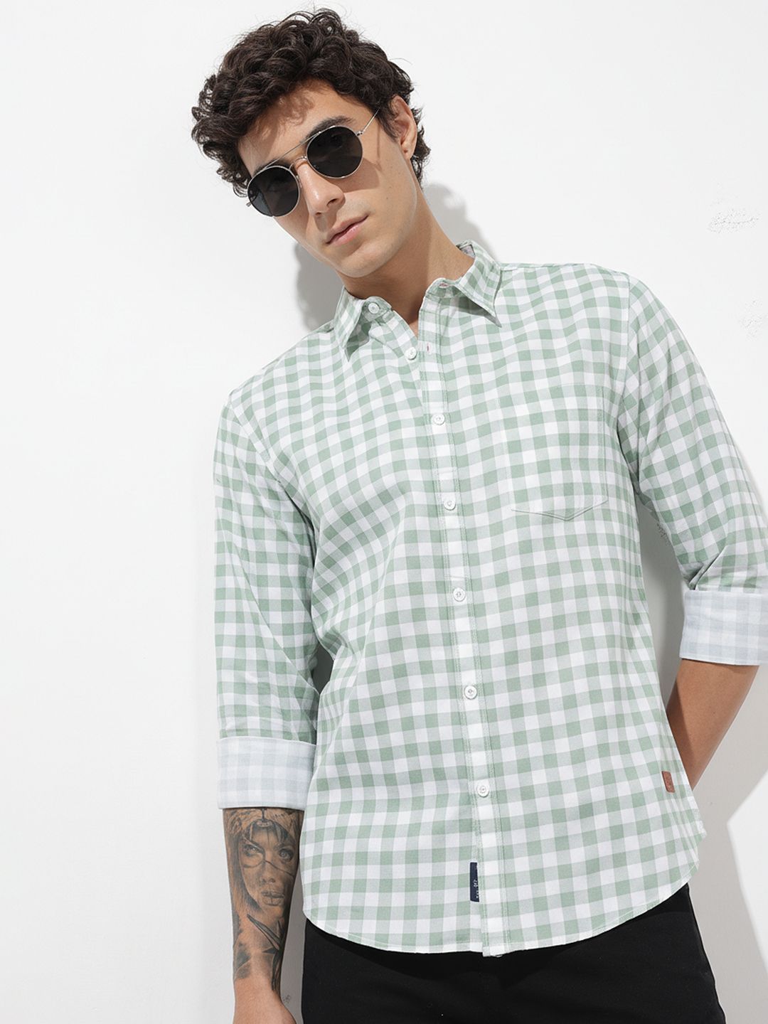 The Roadster Life Co. Gingham Checked Pure Cotton Casual Shirt