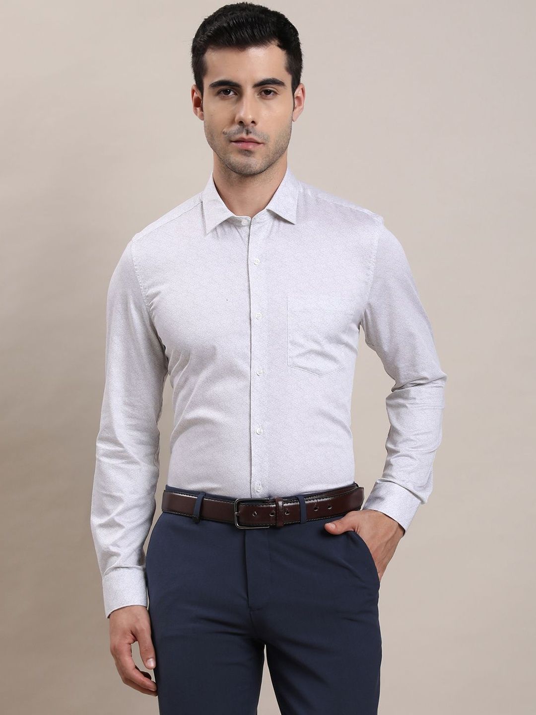 Turtle Men Standard Slim Fit Printed Formal Shirt