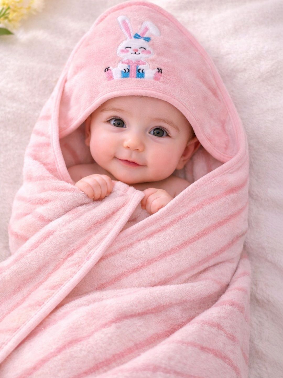 Buy Thelittlebunny Pink & White 1 Striped Terry Cotton 300 GSM