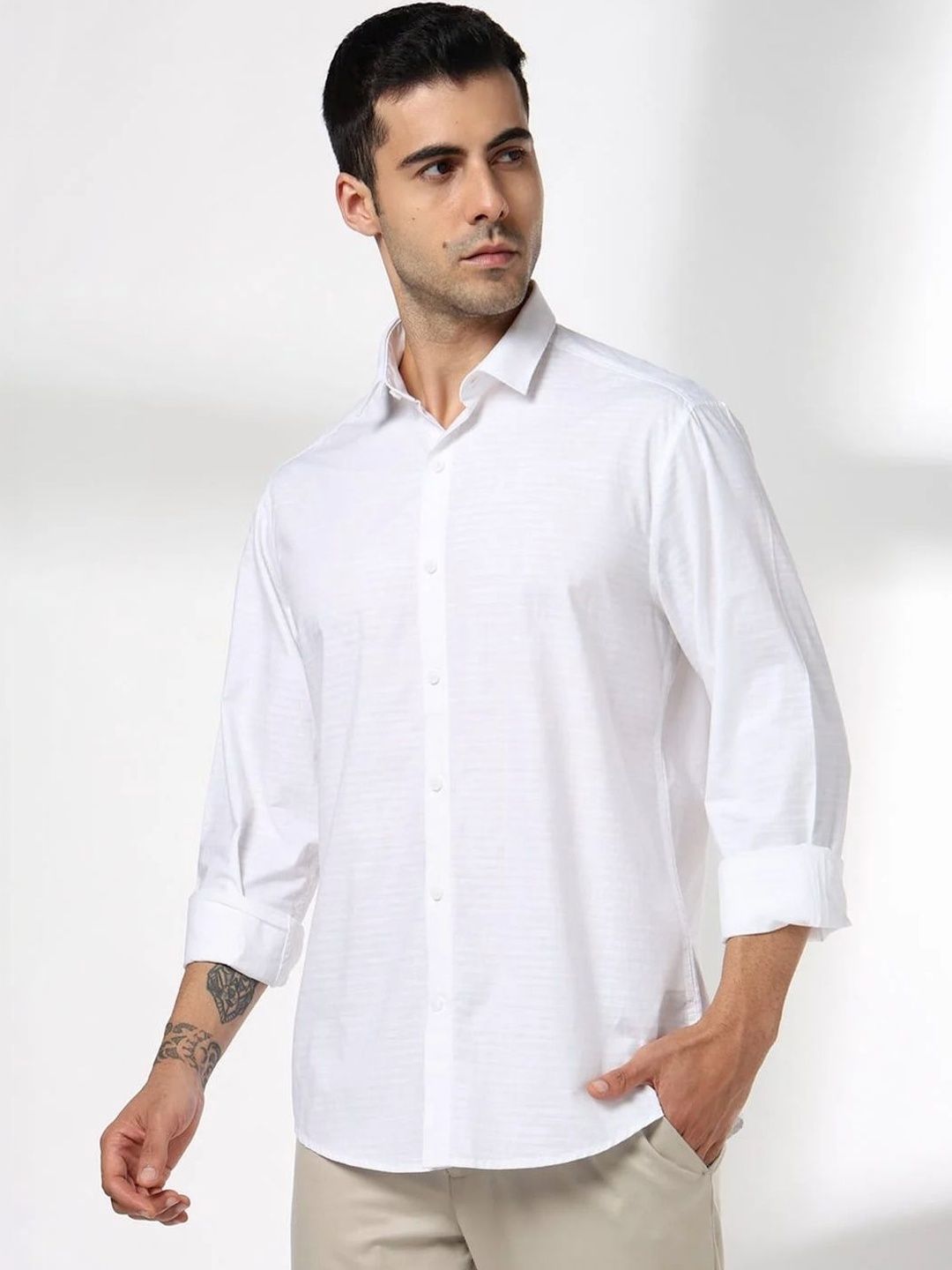 John Players Men's Slim Fit Pure Cotton Shirt