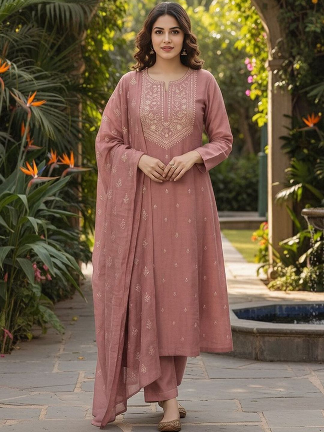 SZN SZN Women Ethnic Motifs Embroidered Regular Thread Work Kurta with Trousers & With Dupatta