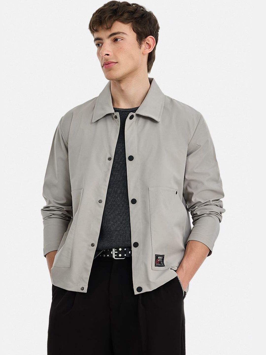 Snitch Light Grey Solid Jacket