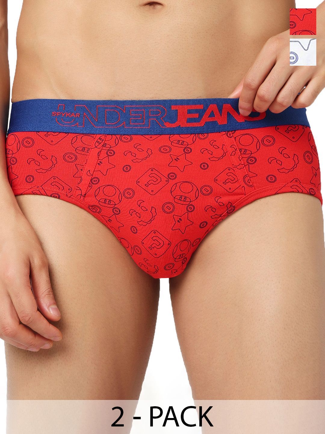 UnderJeans by Spykar Men Pack of 2 Printed Cotton Blend Basic Briefs