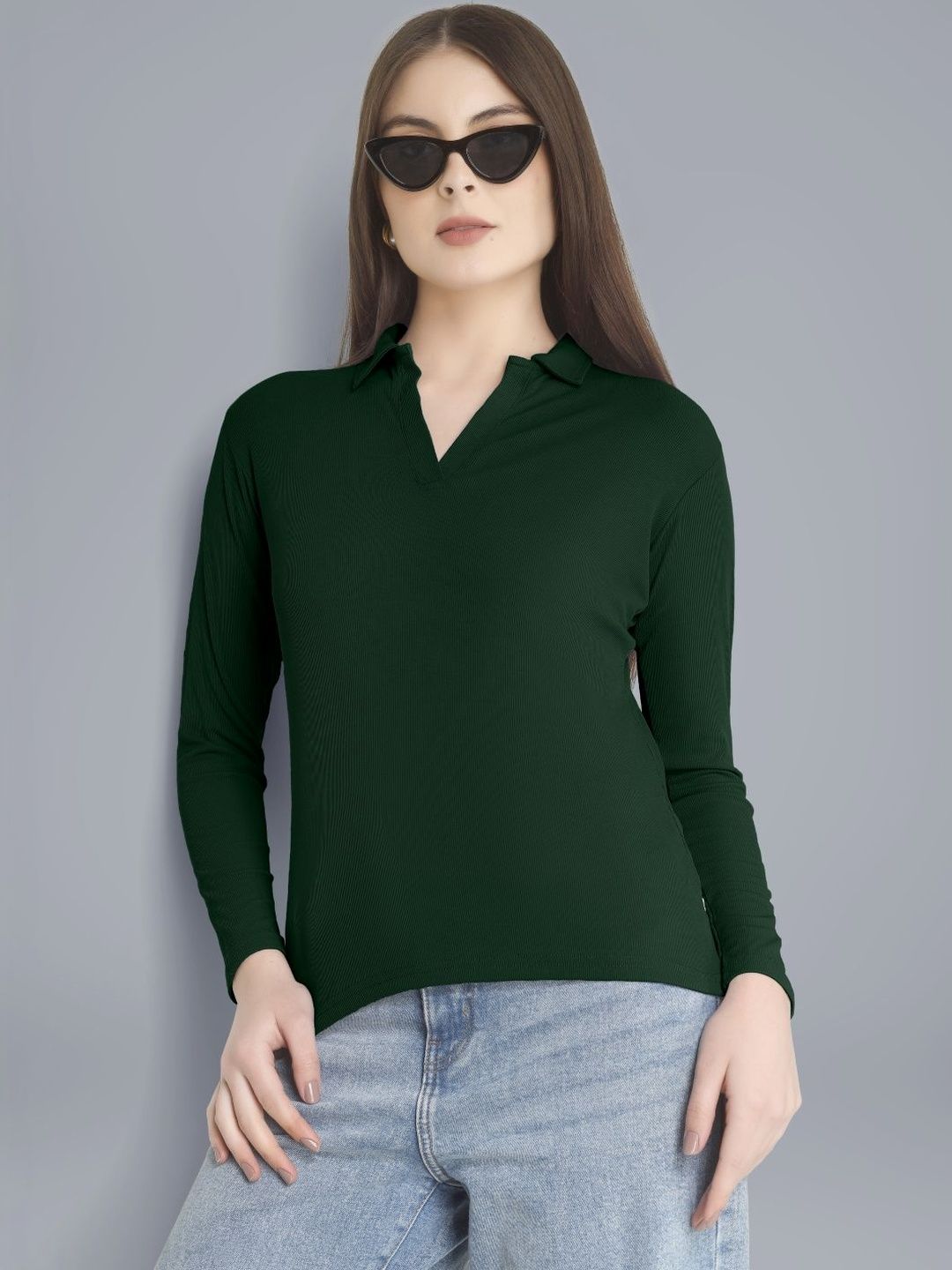 Plus Size Women Polo Collar T-shirt