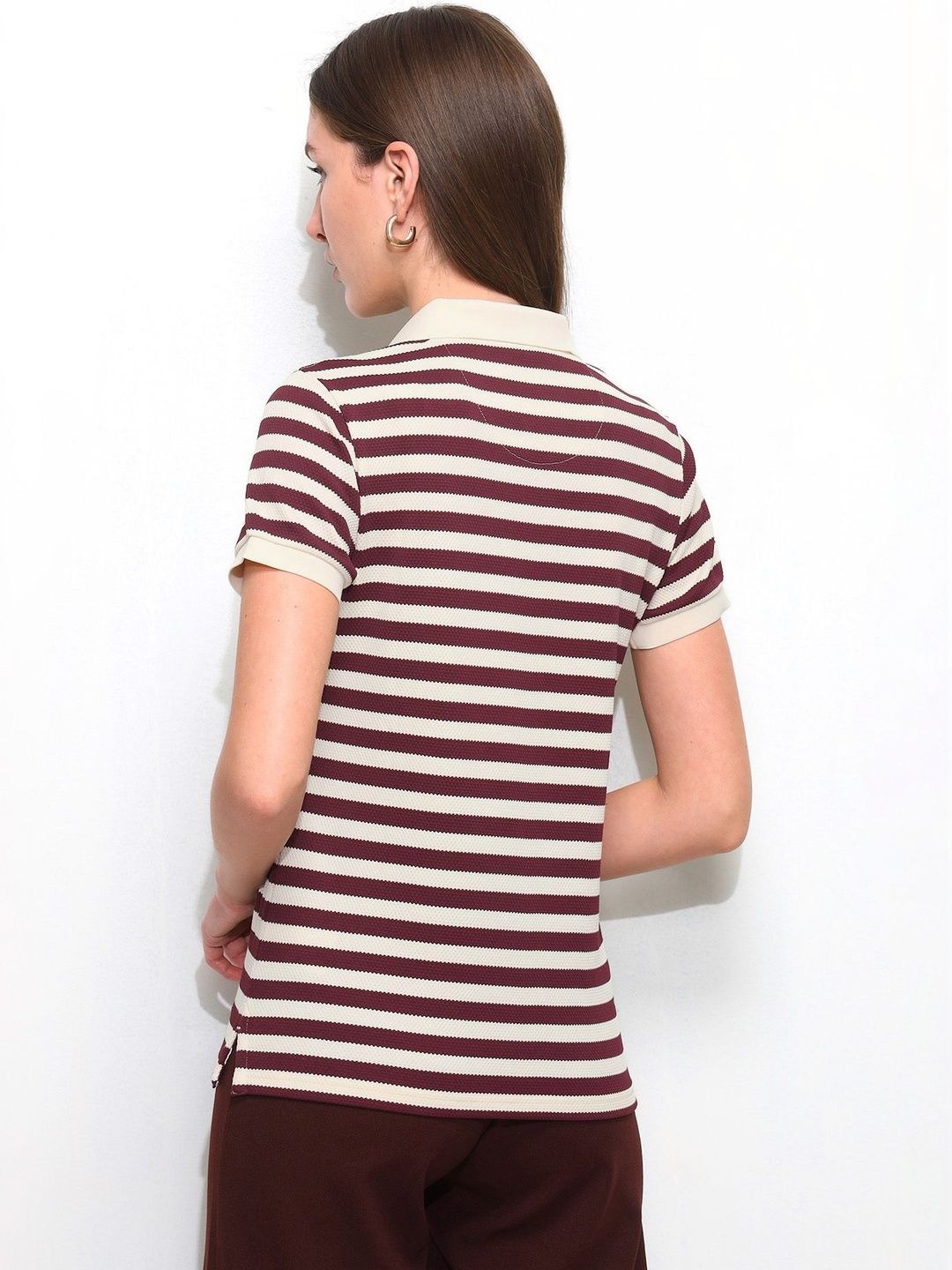 Striped Polo Collar T-shirt