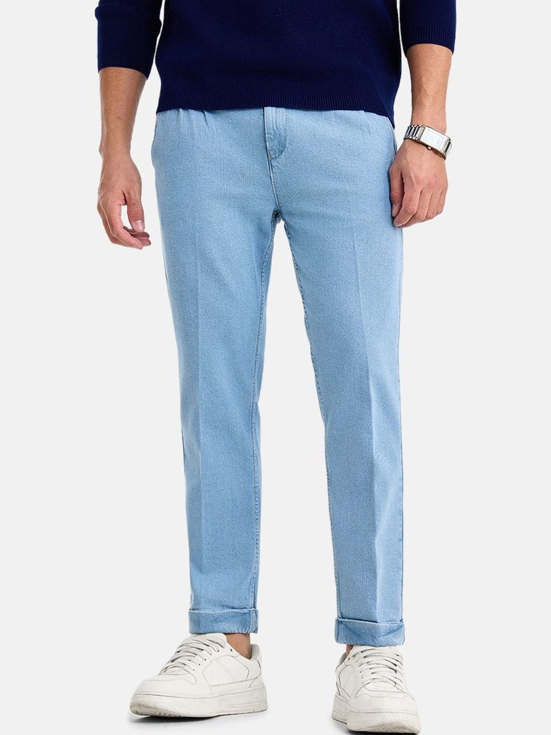 Snitch Light Blue Mid-Rise Slim Fit Jeans
