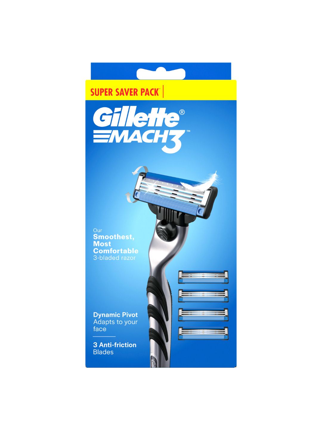 Gillette Gillette Mach 3 Manual Shaving Razor & 4 Cartridge Combo