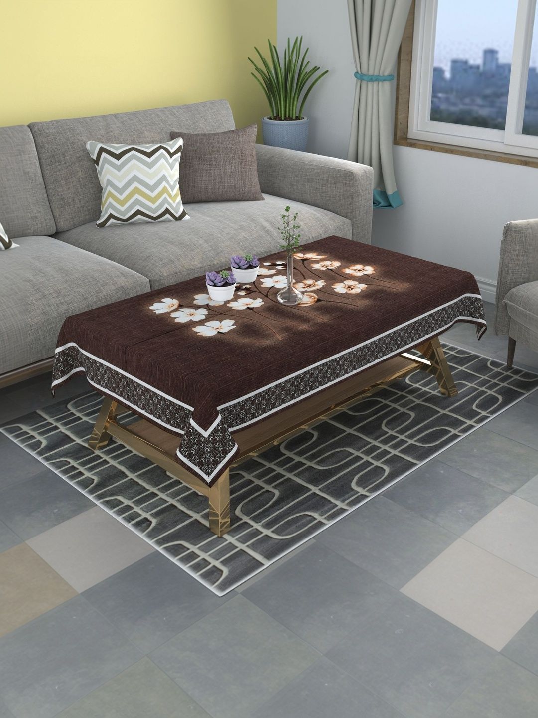 zukiodecor Brown Set of 4 4-Seater Table Cover