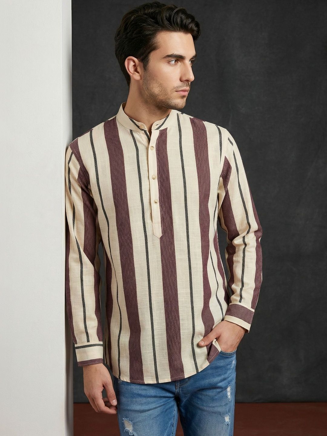 Jompers Men Striped Kurta