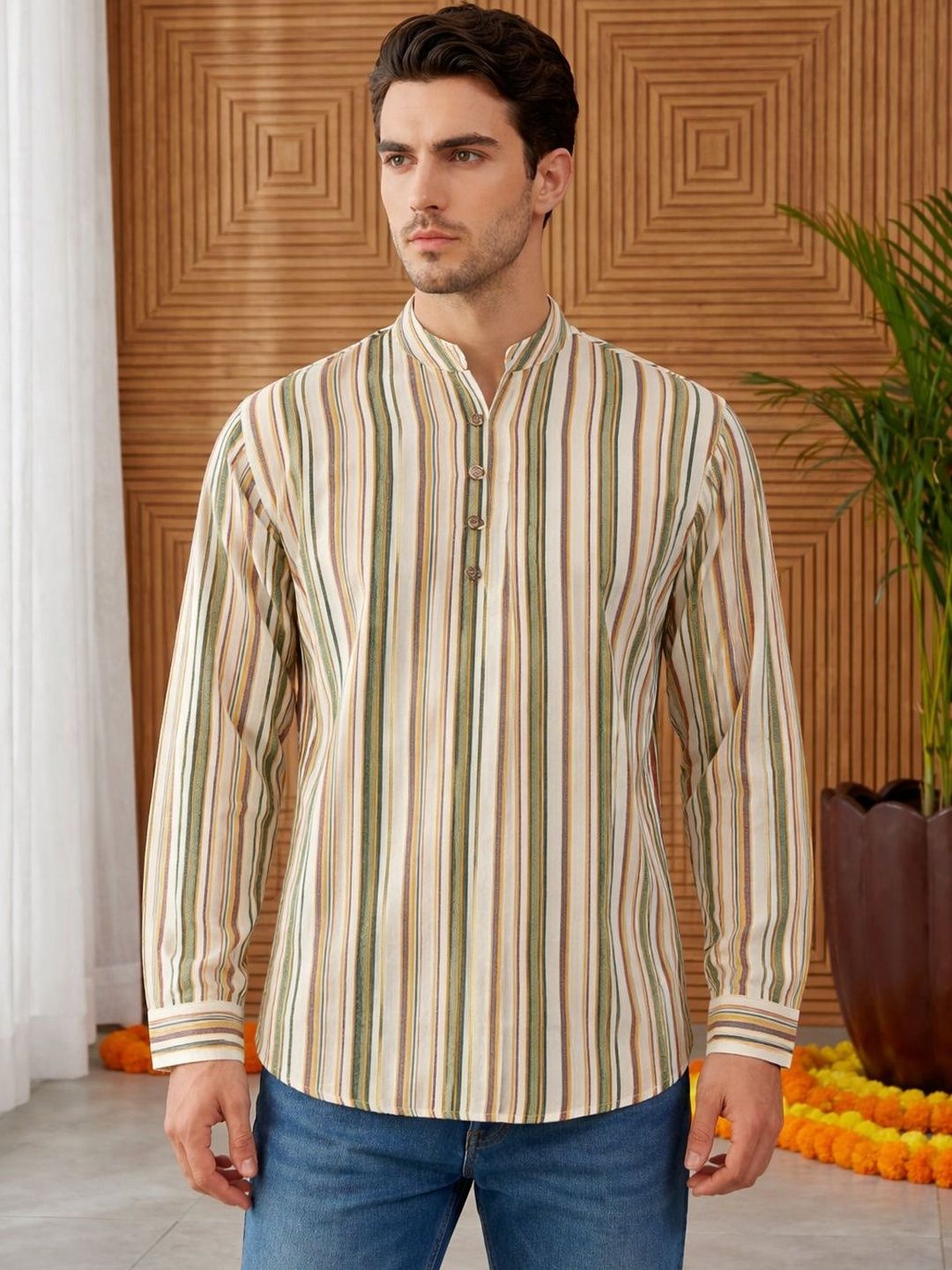 Jompers Men Striped Kurta
