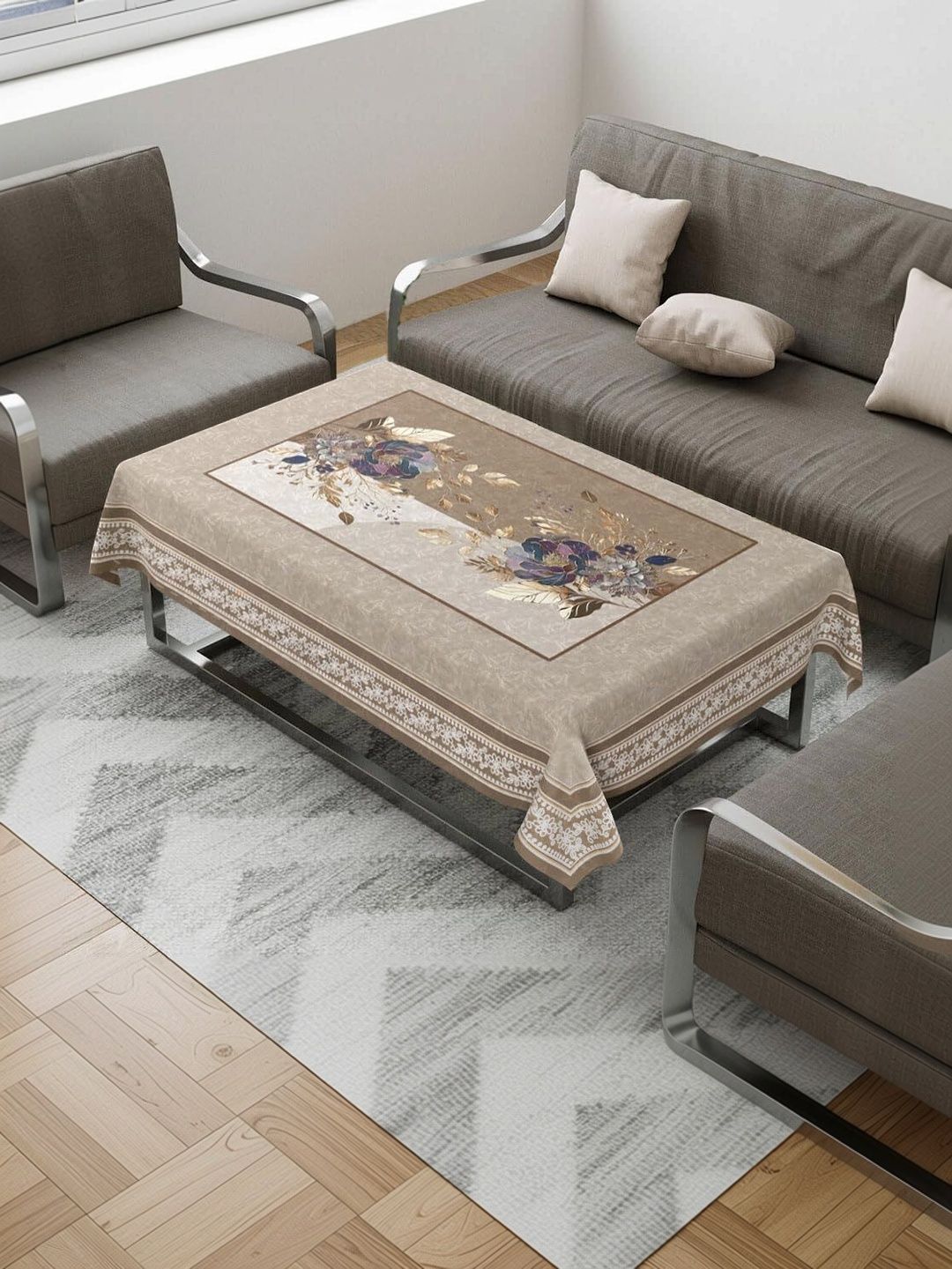 zukiodecor Multicoloured Floral 4-Seater Table Cover