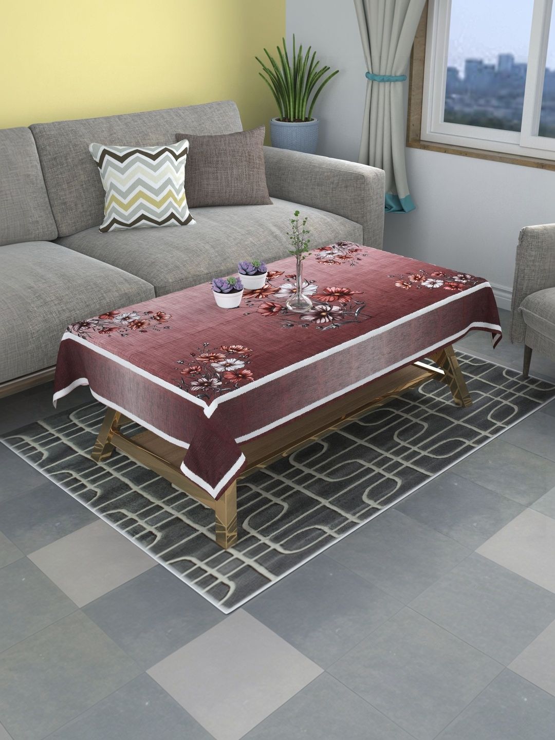 zukiodecor Multicoloured Floral Waterproof 4-Seater Table Cover