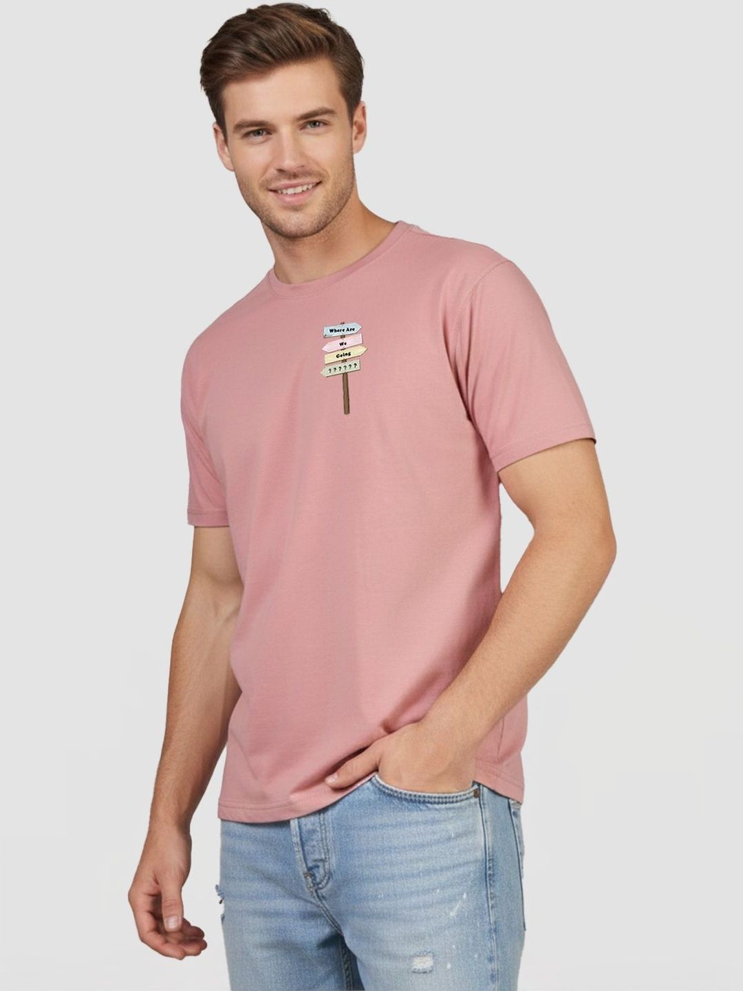 Greylongg Men Printed Pure Cotton T-shirt