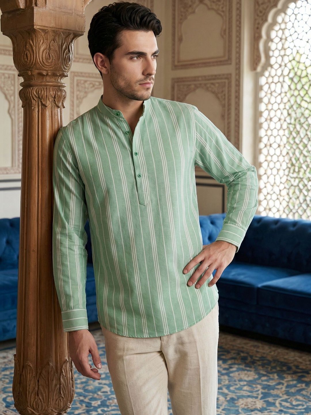 Jompers Men Striped Kurta