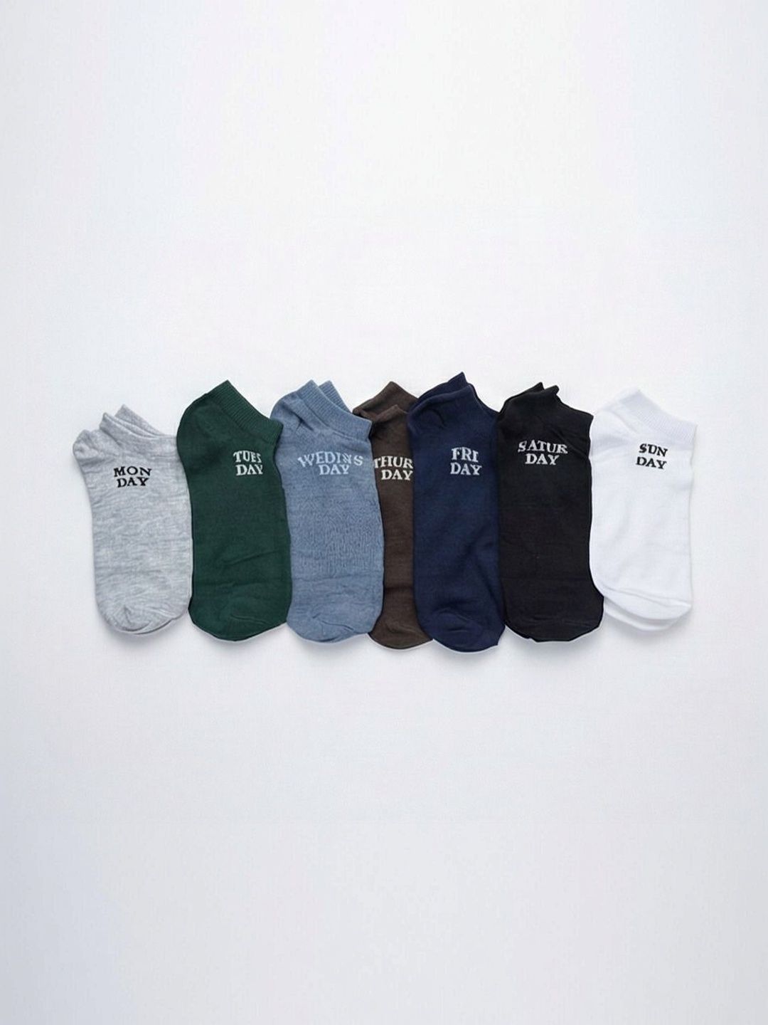 Moda Rapido Men Pack of 7 Cotton Blend Assorted Patterned Ankle Length Socks