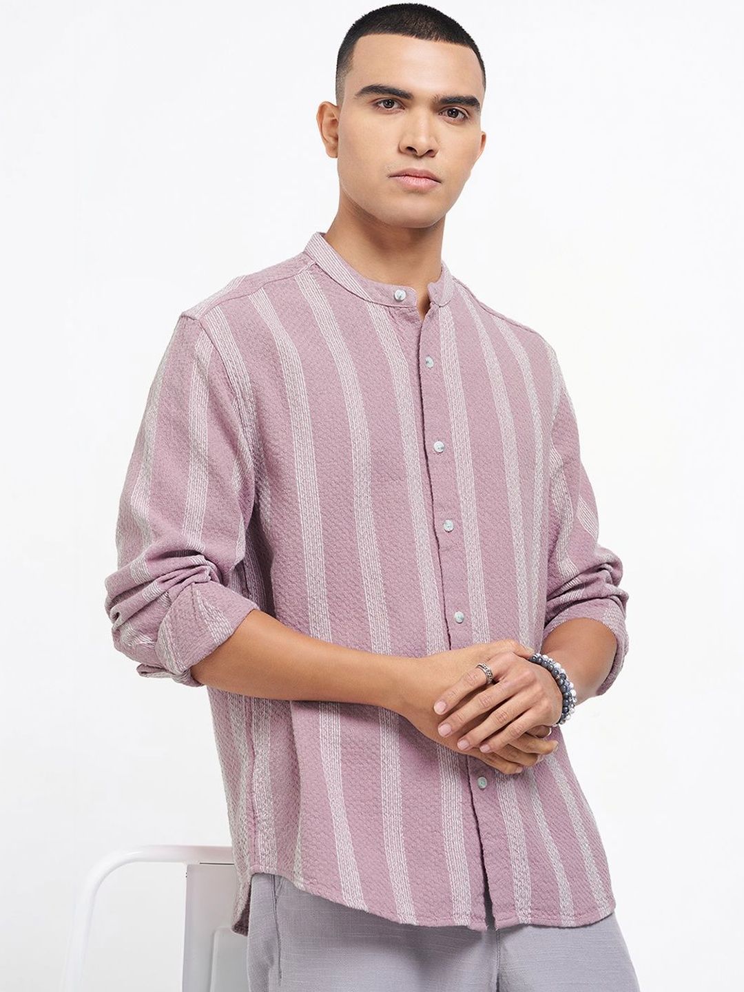 7 Alt by Pantaloons Men Striped Casual Shirt