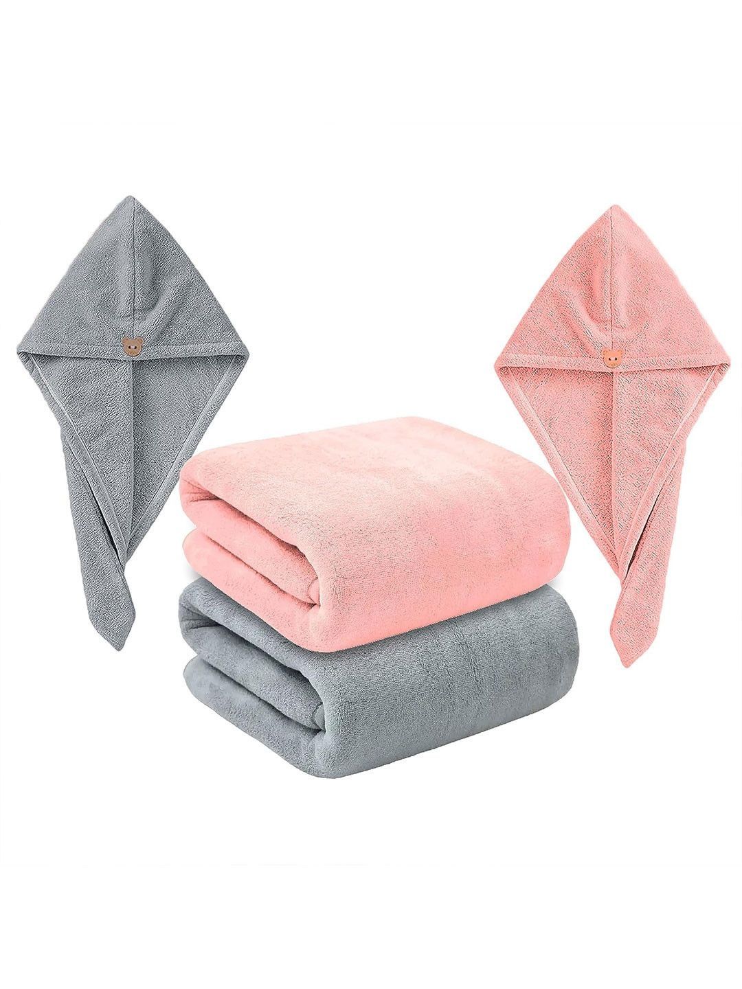 MAXOSHINE Grey & Pink 2 350 GSM Bath Towel