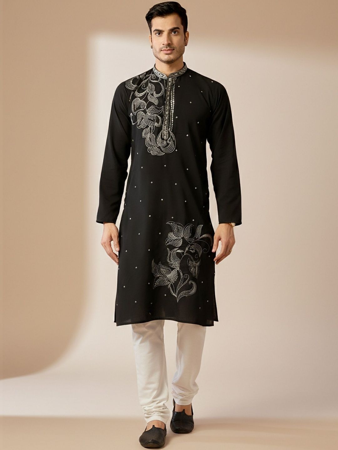 RANGRAAG Ethnic Motifs Mandarin Collar Kurta