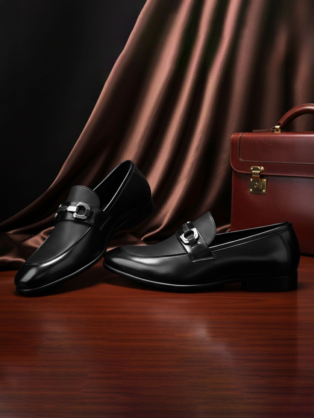 House of Pataudi Round Toe Formal Slip-On Loafers