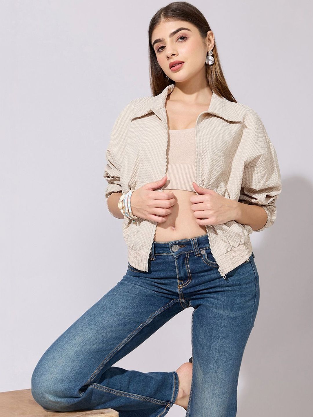 SHOWOFFFF Women Long Sleeves Bomber Jacket