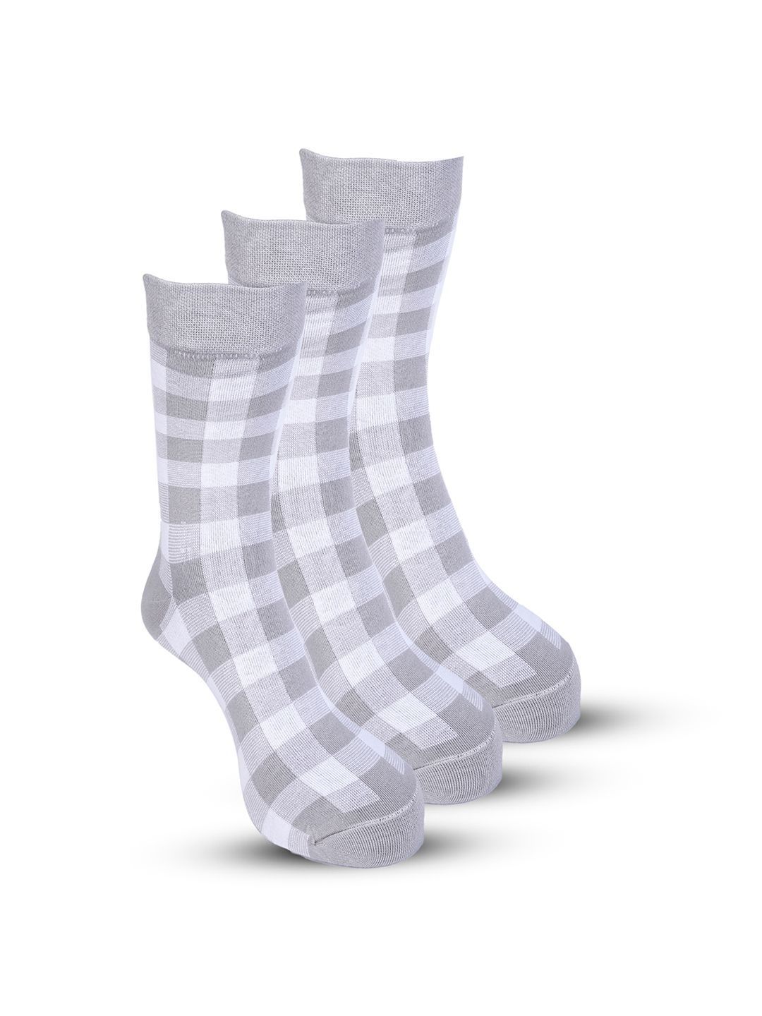 RYSN Men Pack of 3 Cotton Blend Checked Calf Length Socks