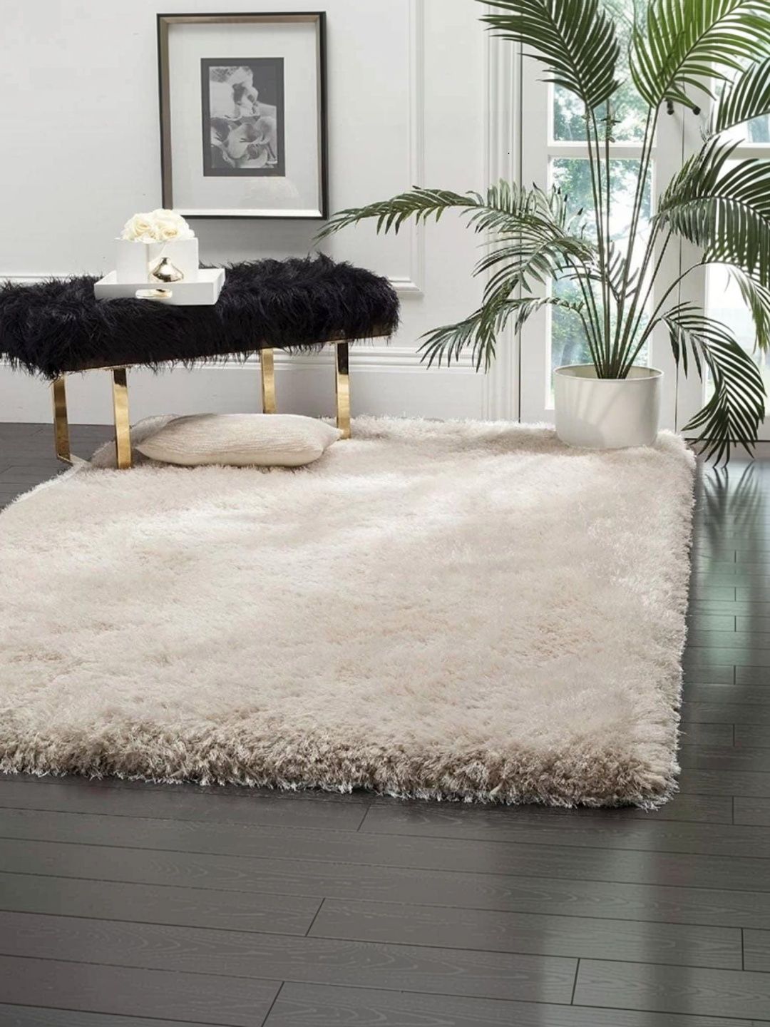 KAYNAT CARPET KAYNAT CARPET White Solid Shaggy Other Carpet