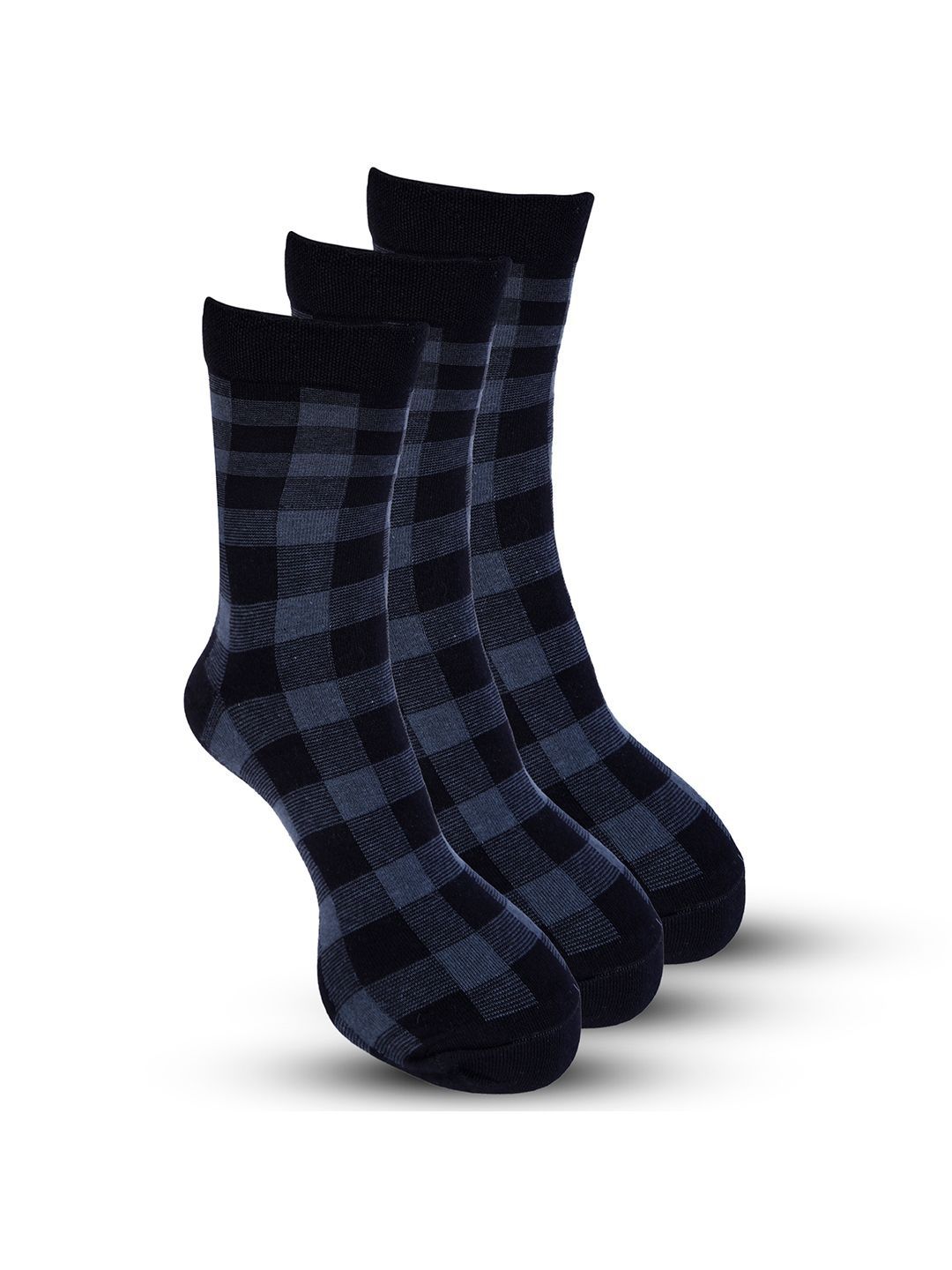 RYSN Men Pack of 3 Cotton Blend Checked Calf Length Socks