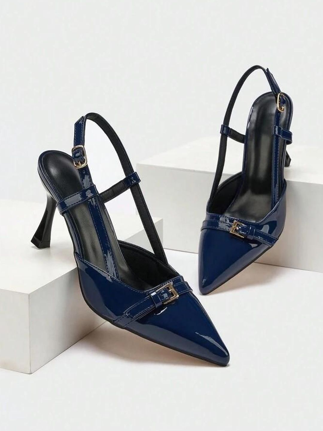 Buy KLEXIO Women Slim Heeled Slingback Pumps with Buckles - Heels