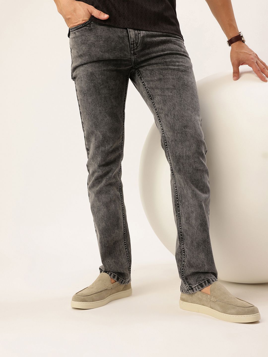 Nautica Men Slim Fit Mid-Rise Light Fade Stretchable Jeans