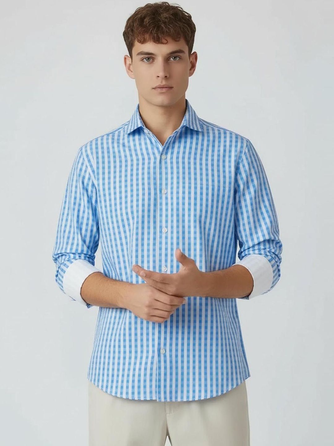 glitchez Men Gingham Checks Checked Casual Shirt