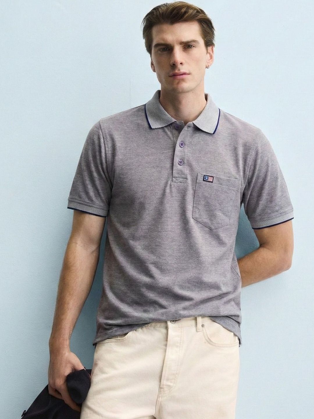 SANDPIPER Polo Collar Pockets Cotton Tshirt