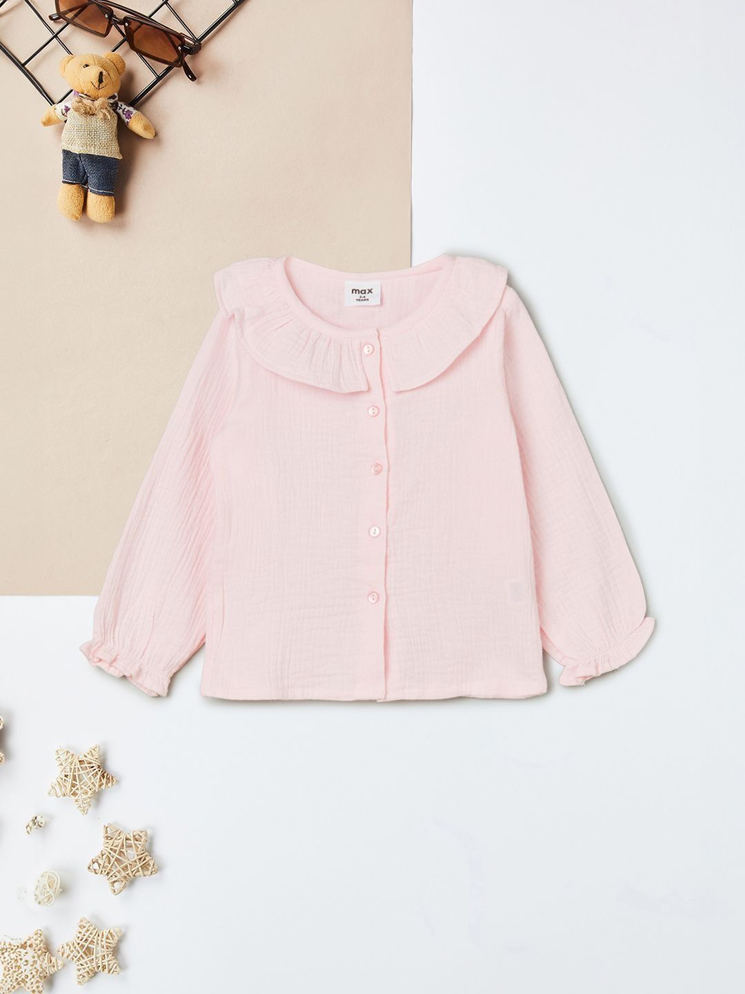 max Girls Self Design Cotton Top