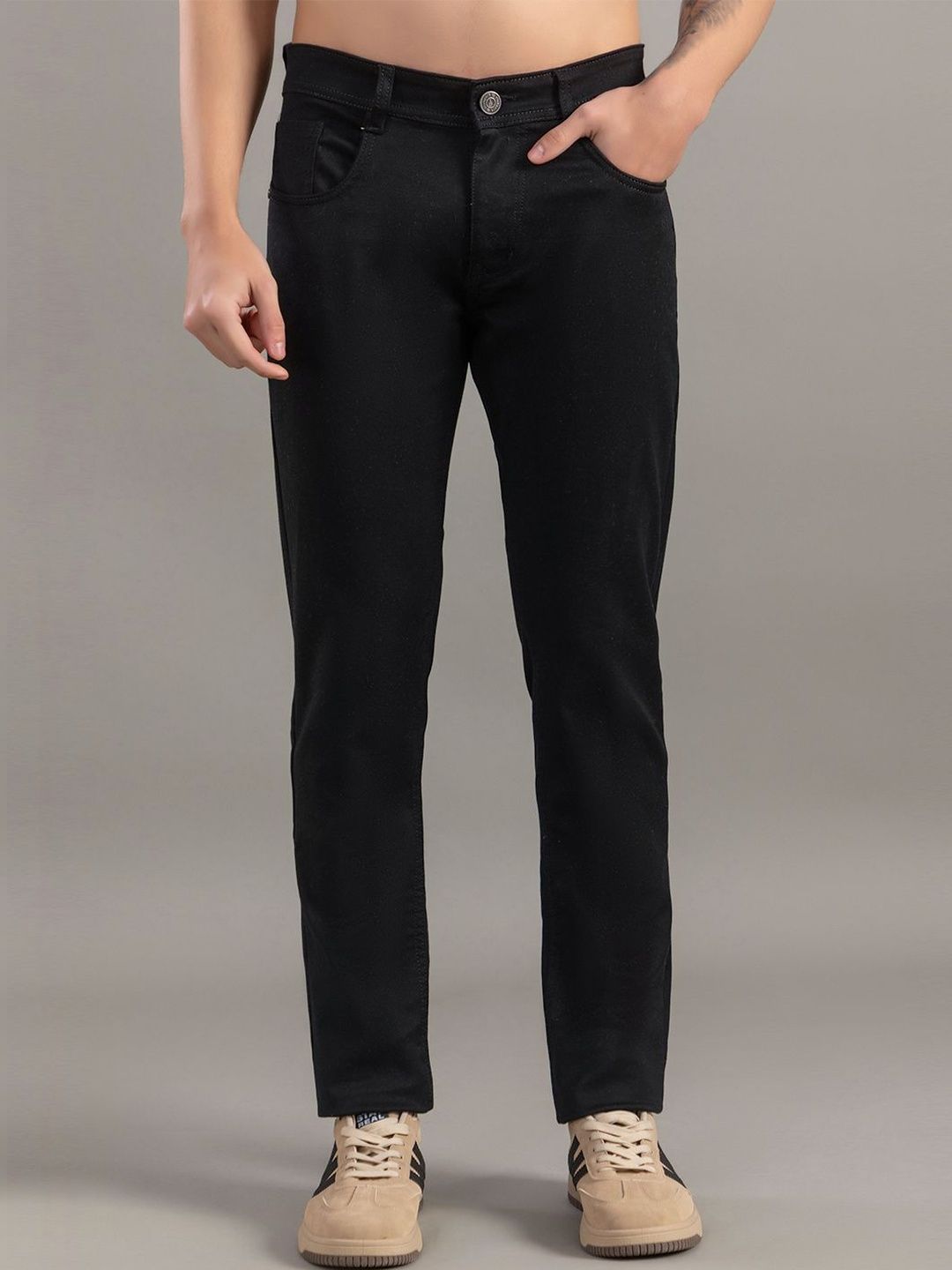 Club York Men Skinny Fit Mid-Rise Low Distress Light Fade Jeans