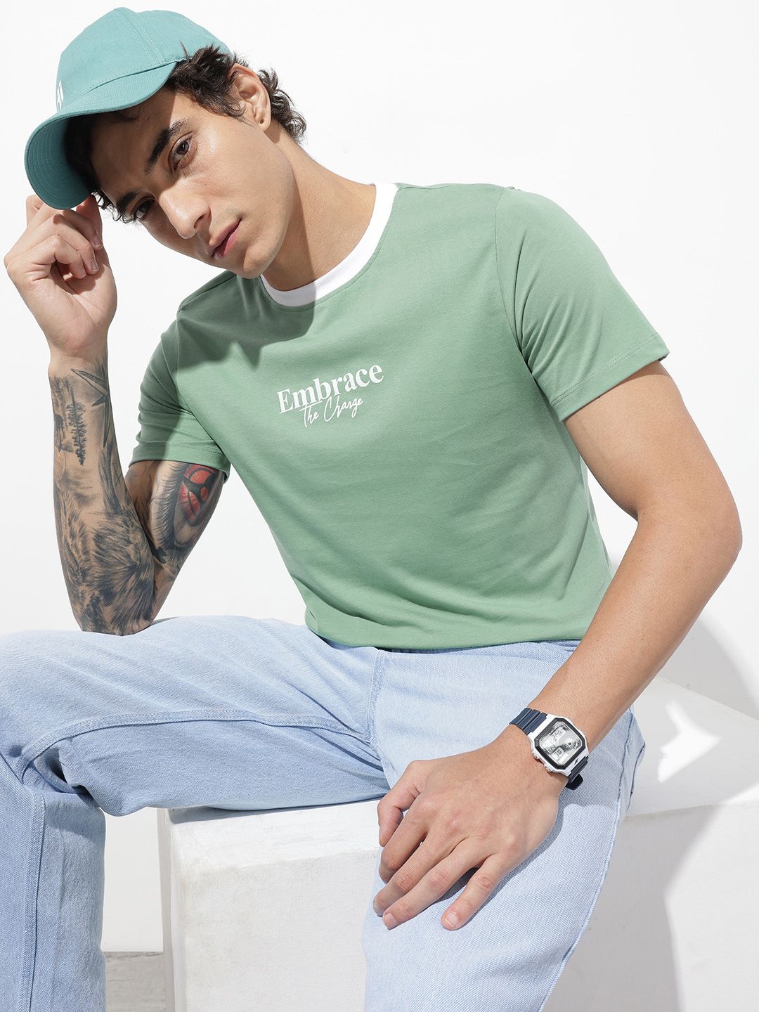 The Roadster Life Co. Typography Printed Pure Cotton T-shirt