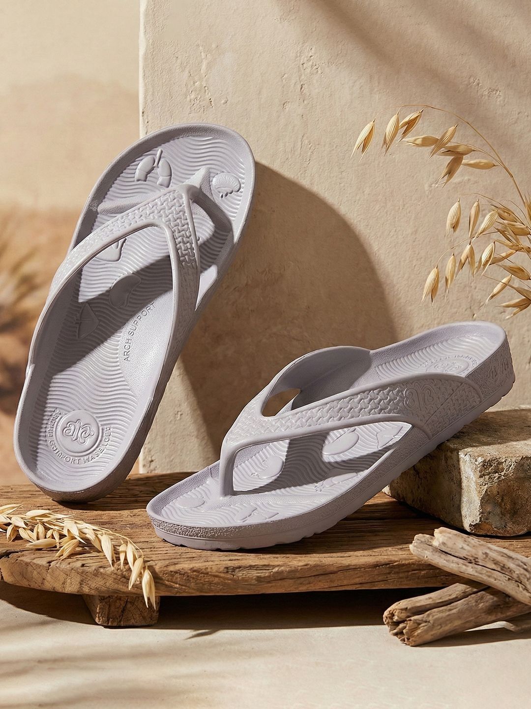 Liberty A-HA Men Black Grey & Beige EVA Moulded Footbed Slip-On Thong Flip-Flops