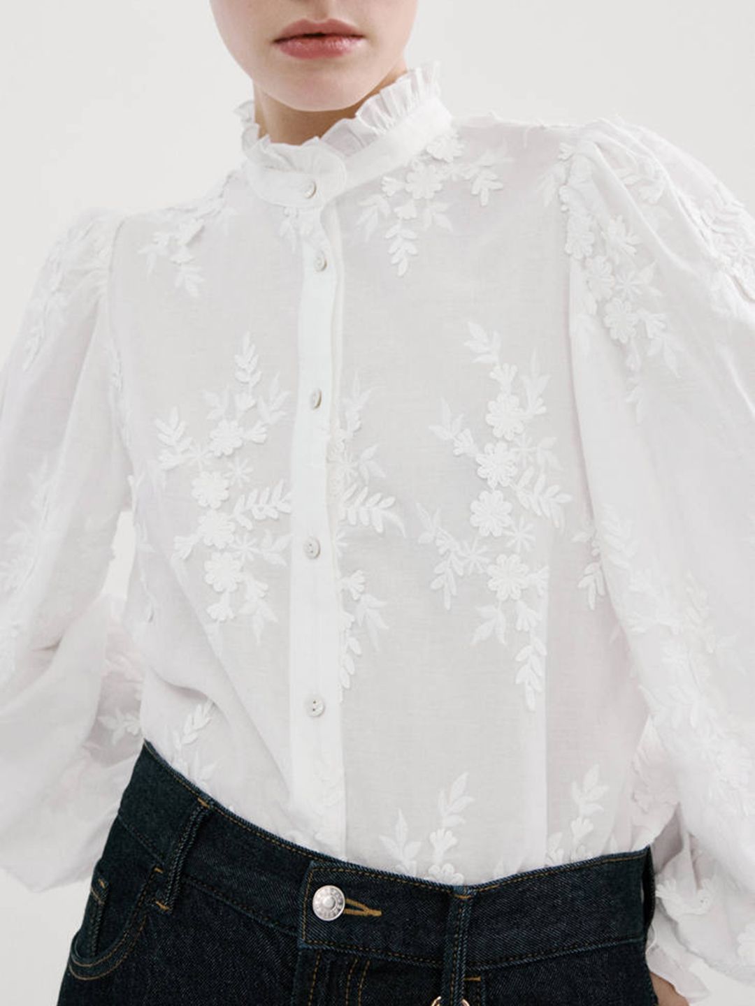 Floral Embroidered Pure Cotton Casual Shirt