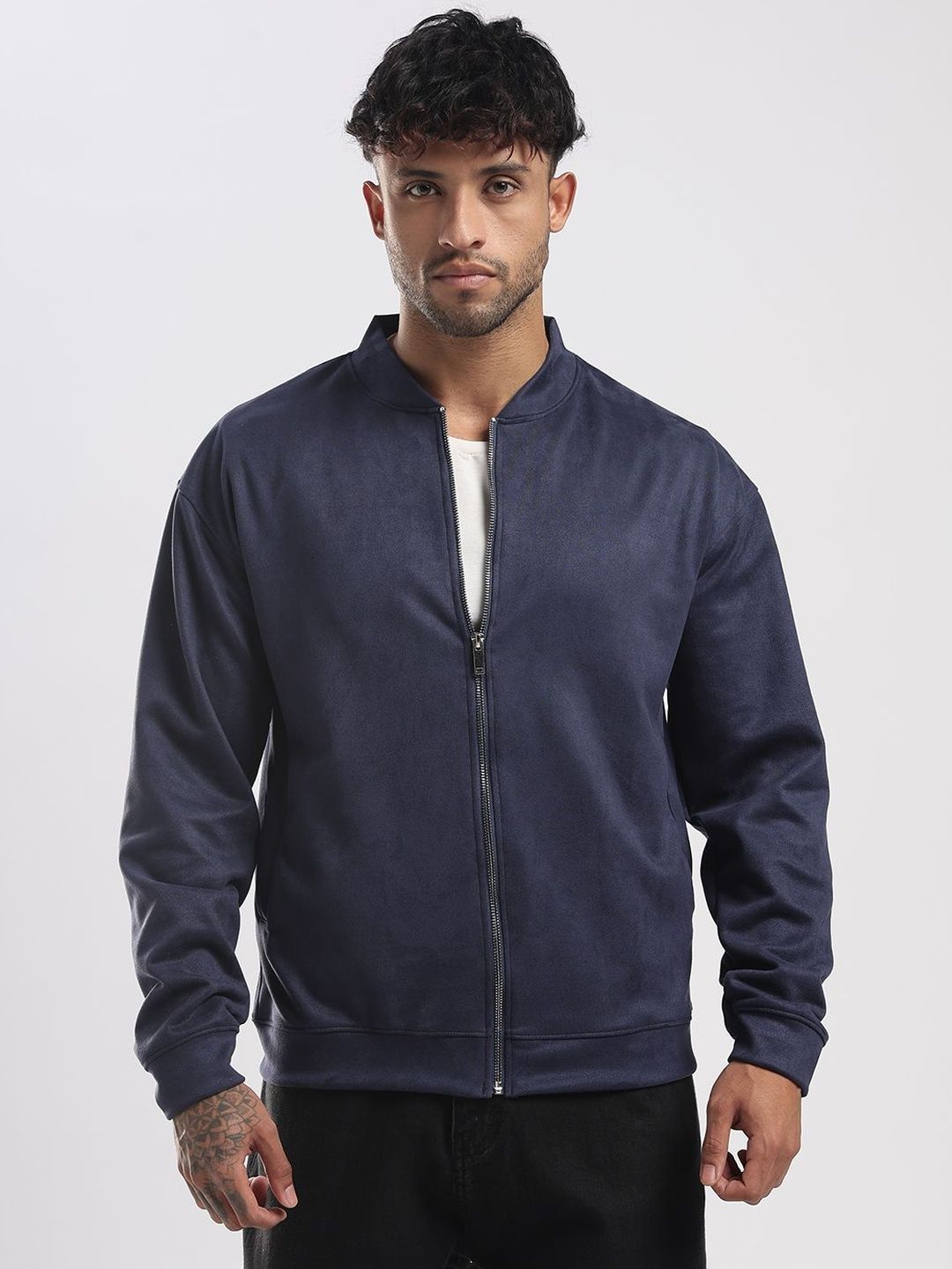 VELLURE Men Monaco Night Suede Bomber Jacket