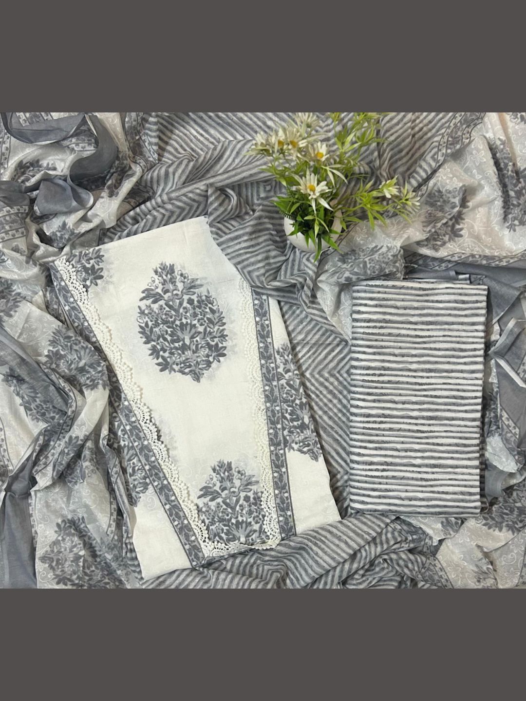 EJS Printed Pure Cotton Unstitched Dress Material