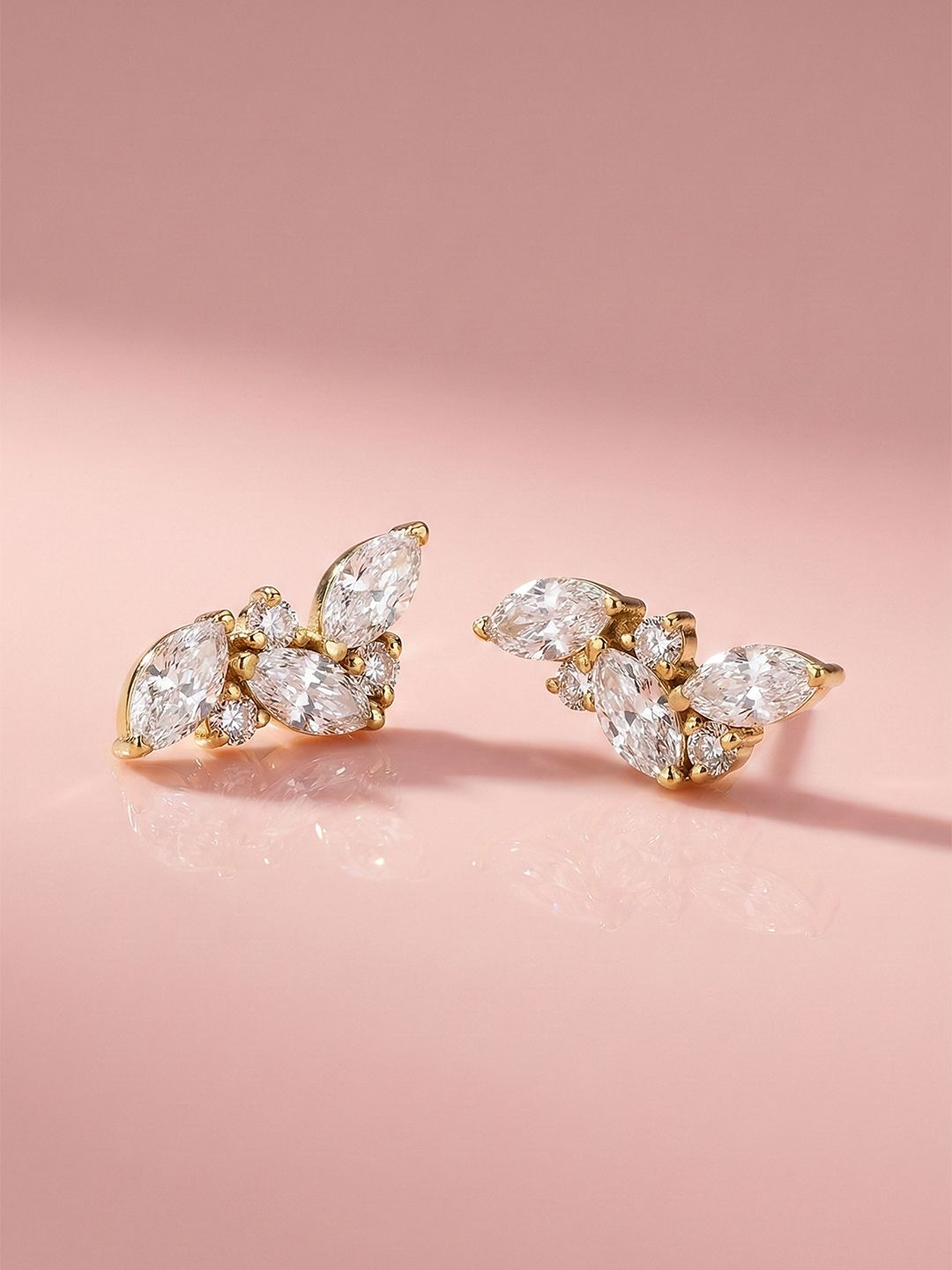 MAEJOY Marquise cut Lab grown diamond 92.5 Sterling Silver 18KT Gold plated stud earrings