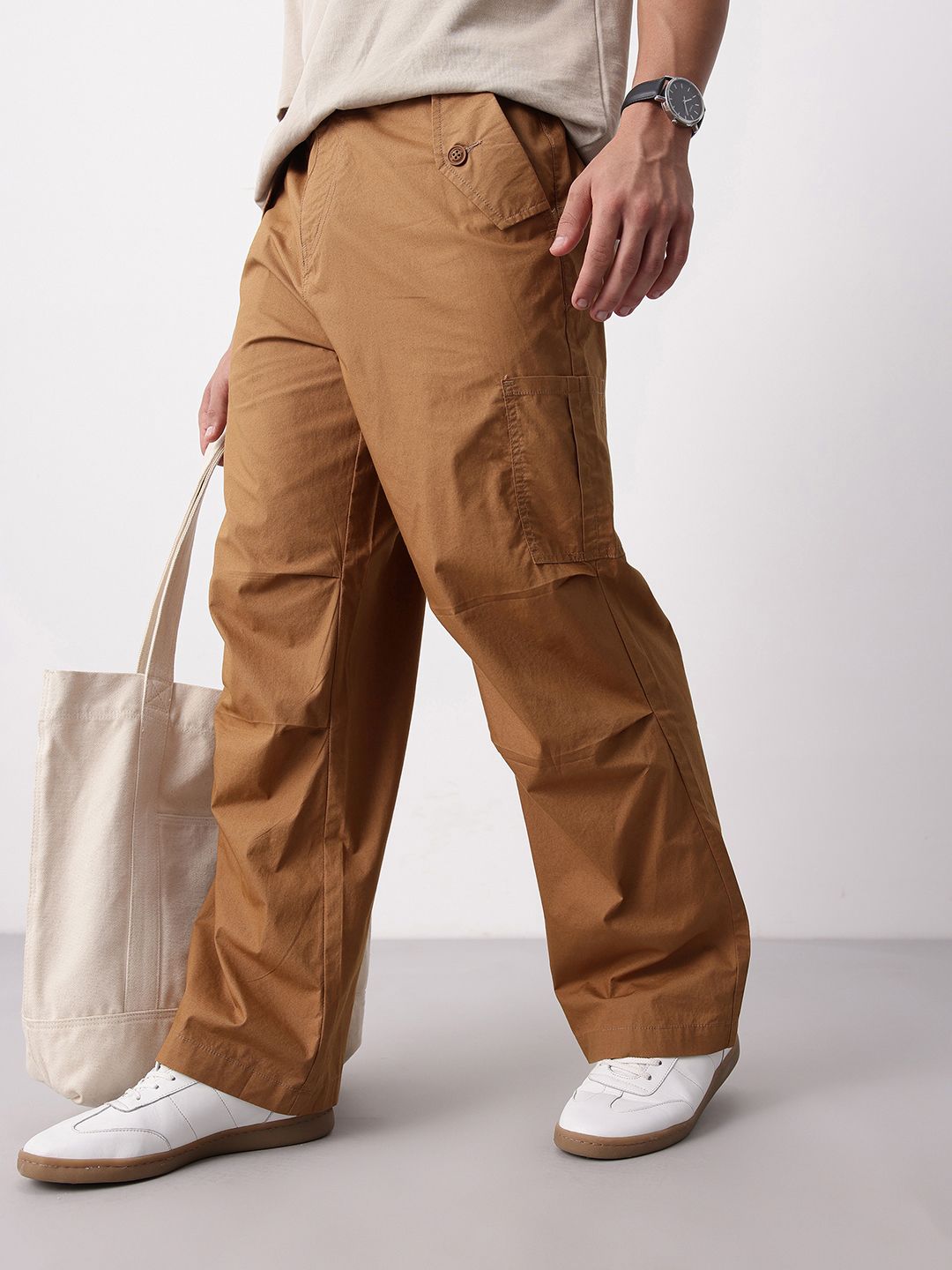 Mast & Harbour Men Pure Cotton Relaxed Fit Chinos Trousers