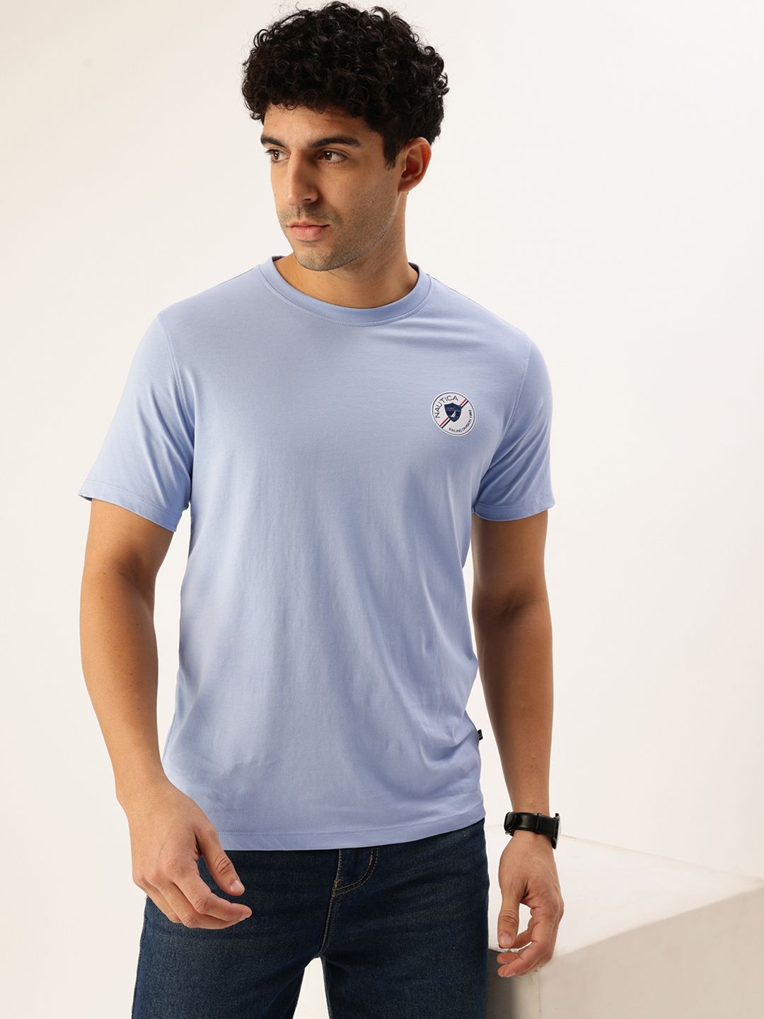 Nautica Brand Logo Printed Pure Cotton T-shirt