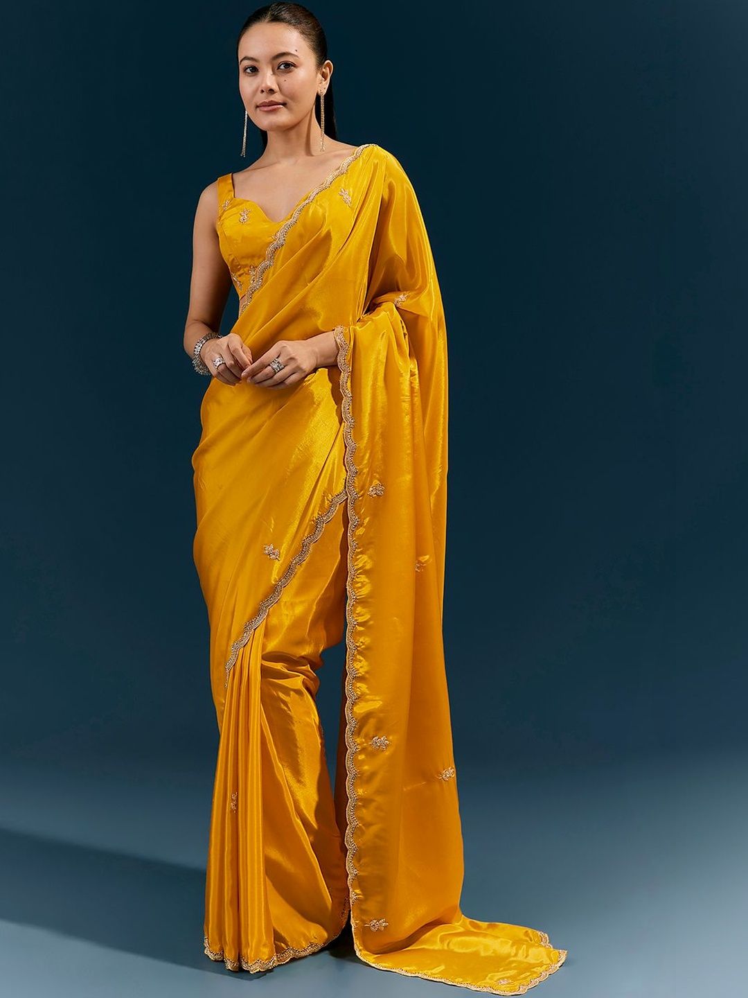 KALKI Fashion KALKI Fashion Floral Embellished Zari Art Silk Saree