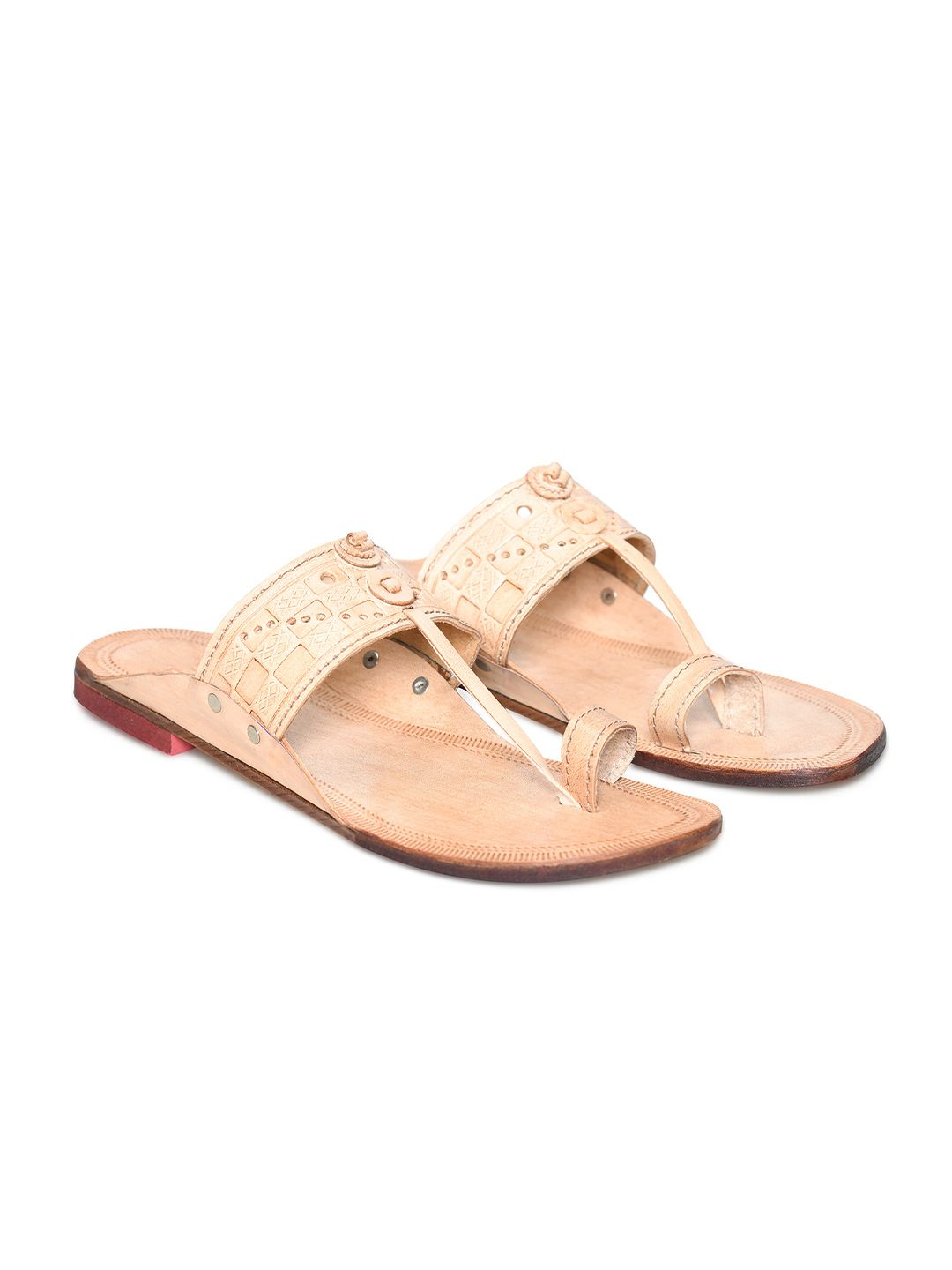 STEPSOFT Ethnic Kolhapuri Leather Comfort Sandals with Traditional Detailing