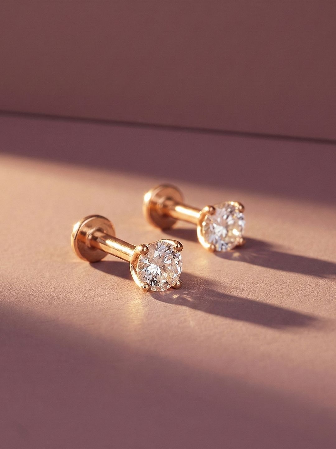 MAEJOY Solitaire Lab grown diamond 92.5 Sterling Silver 18KT Rose gold plated earrings