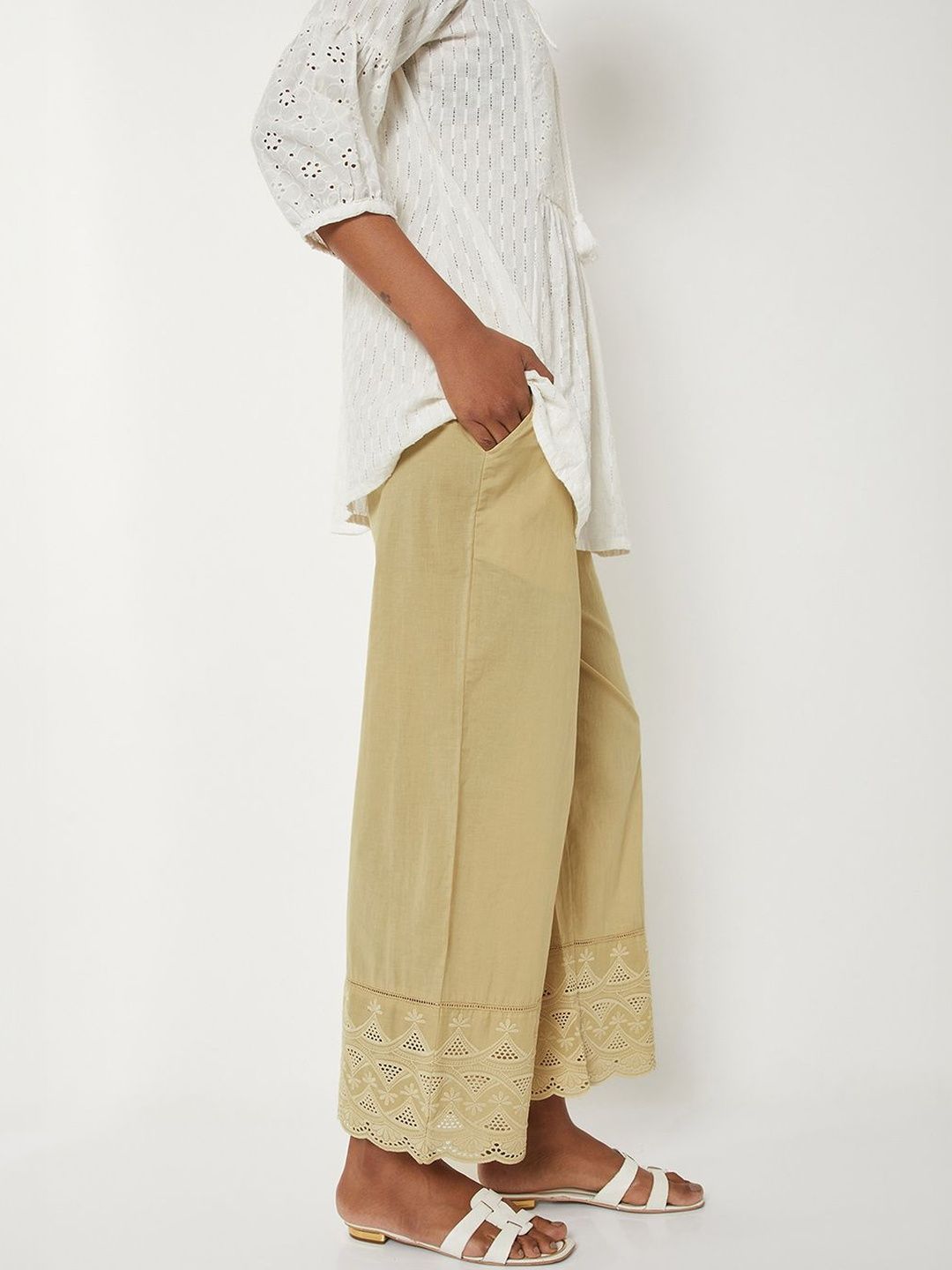 max Women Embroidered Ethnic Palazzos