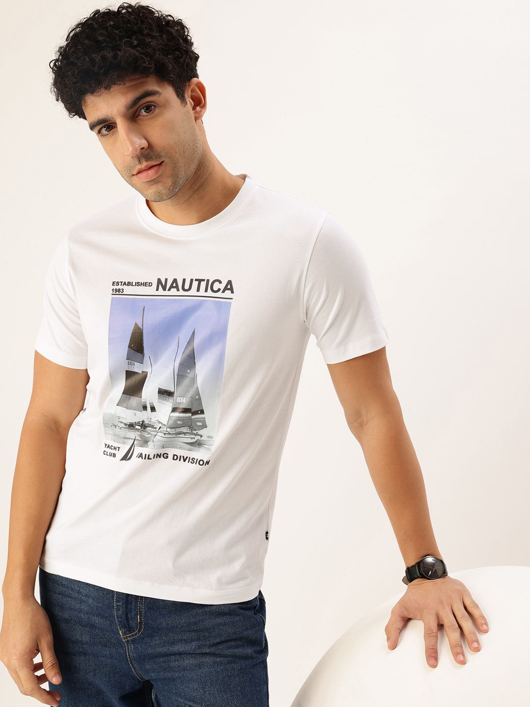 Nautica Graphic Printed Pure Cotton T-shirt