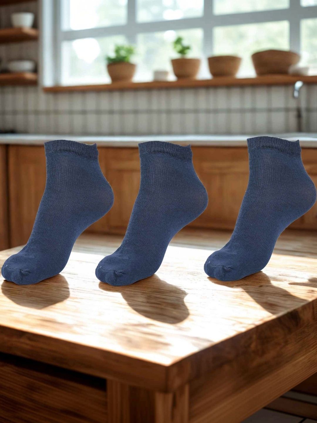 MJE Men Pack of 3 Cotton Blend Ankle Length Socks