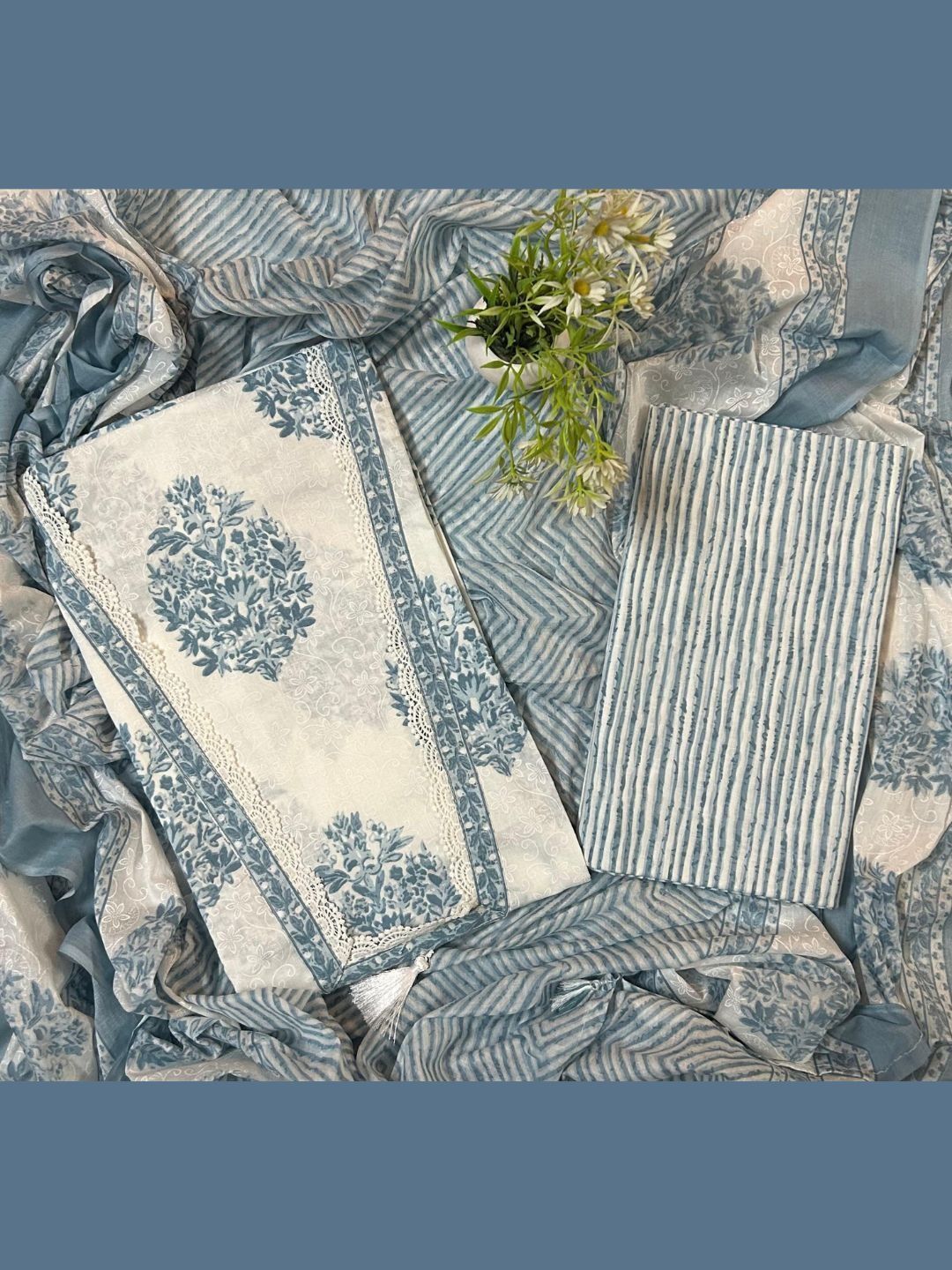 EJS Printed Pure Cotton Unstitched Dress Material
