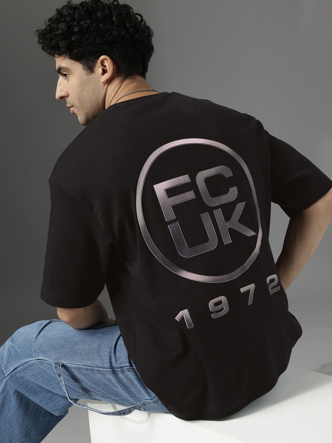 FCUK Relaxed Fit Brand Logo Printed Pure Cotton T-shirt