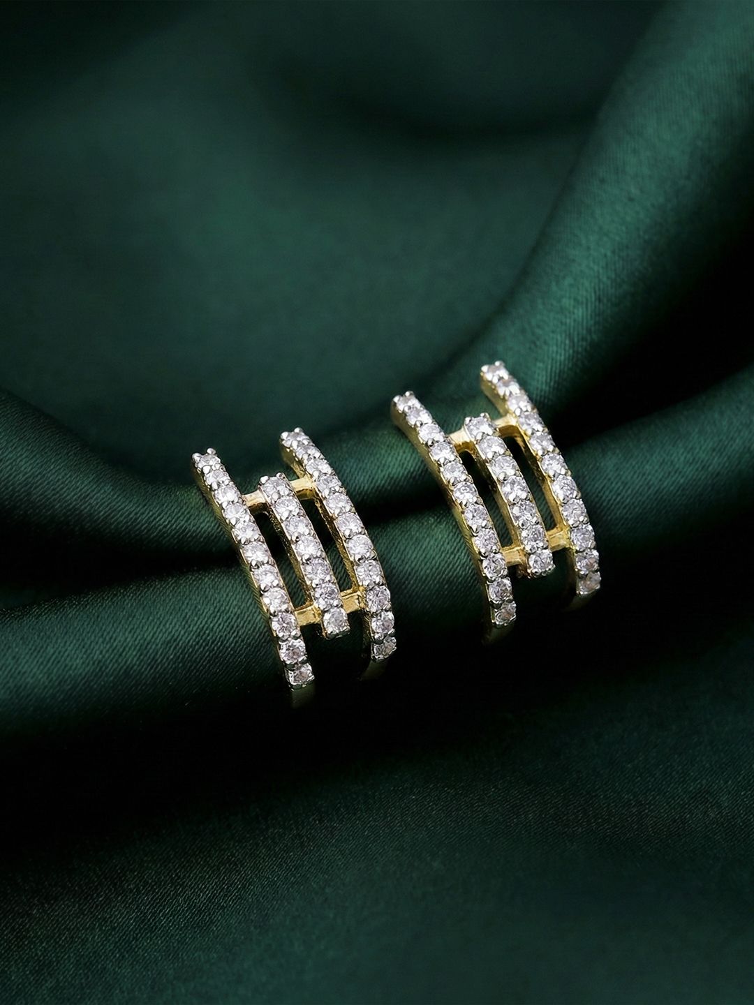 MAEJOY Half Hoop Lab grown Diamond 92.5 Sterling Silver 18KT Gold Plated Huggie Earrings